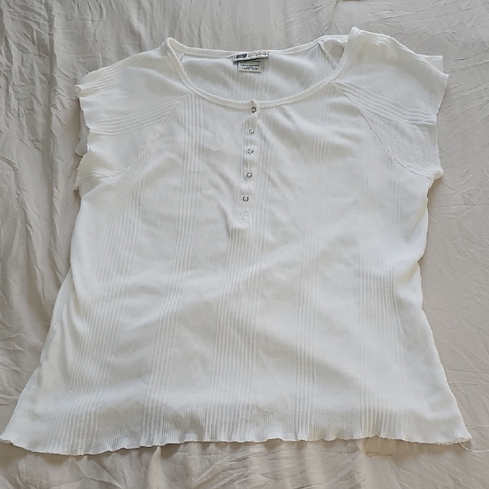Faded Glory White Textured Blouse